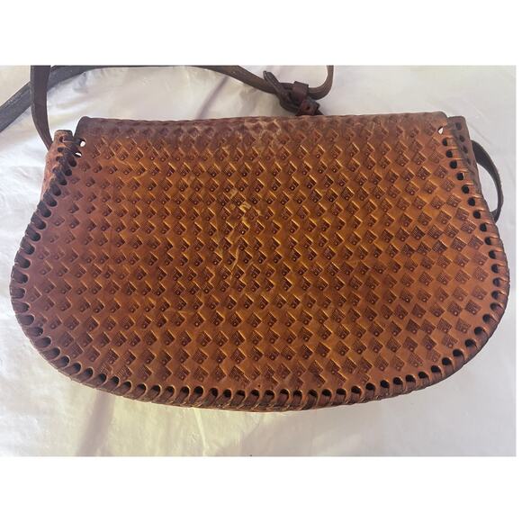 Vintage handmade, Brown leather crossbody bag - Picture 5 of 16